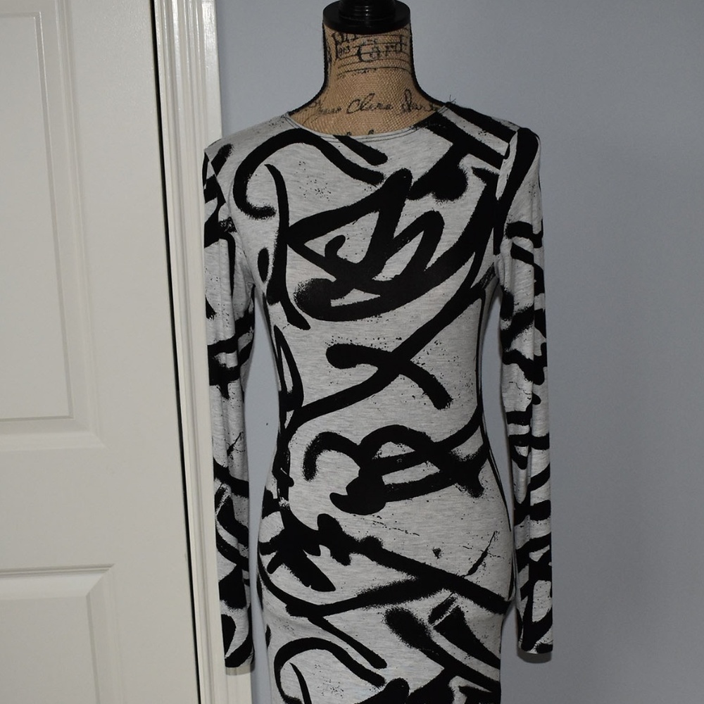 Brand New Good Time Bodycon Grey & Black Dress